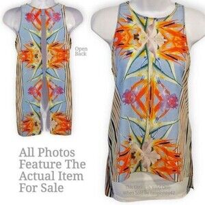 Clover Canyon Sleeveless Tunic Top Tropical Bird Of Paradise